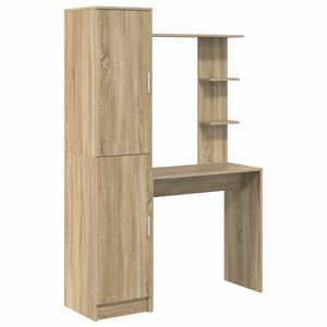 vidaXL Bureau avec &eacute;tag&egrave;re avec stockage 2 pi&egrave;ces Ch&ecirc;ne Sonoma