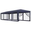 vidaXL Tente de f&ecirc;te et 10 parois lat&eacute;rales en maille Bleu 3x12 m PEHD