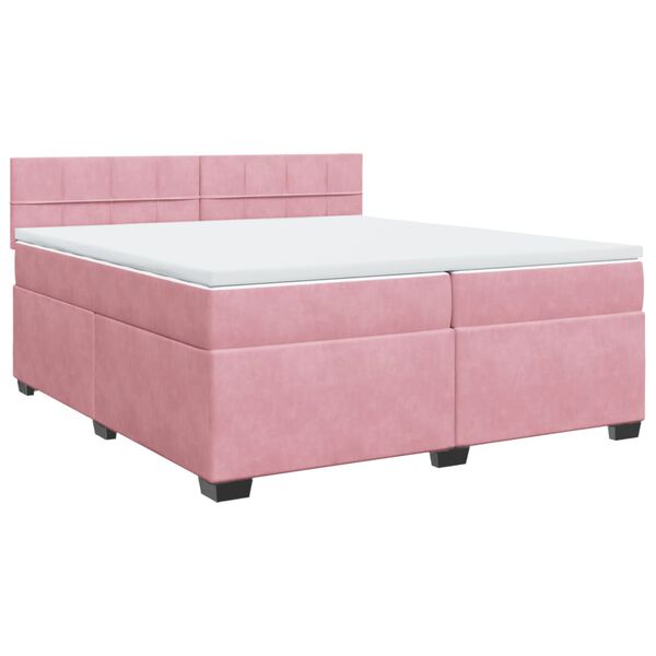 vidaXL Sommier &agrave; lattes de lit avec matelas Rose 200x200 cm Velours