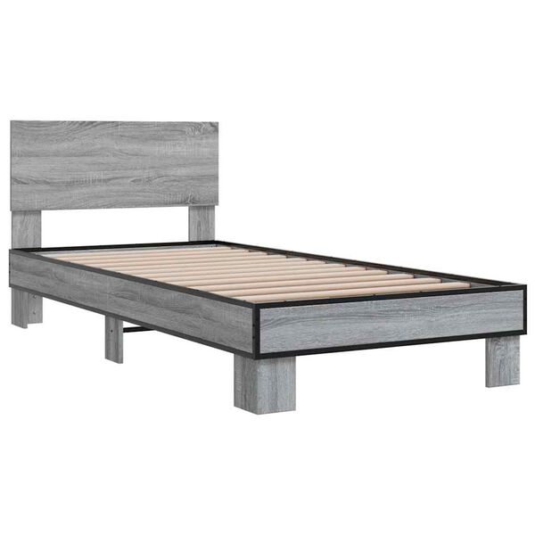 vidaXL Cadre de lit sans matelas sonoma gris 90x190 cm