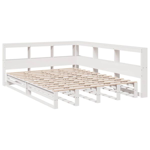 vidaXL Lit biblioth&egrave;que sans matelas blanc 135x190 cm bois pin massif