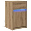 vidaXL Armoire de chevet LED ch&ecirc;ne artisanal 38 x 34 x 61 cm