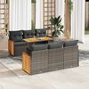 vidaXL Salon de jardin avec coussins 7 pcs gris r&eacute;sine tress&eacute;e acacia