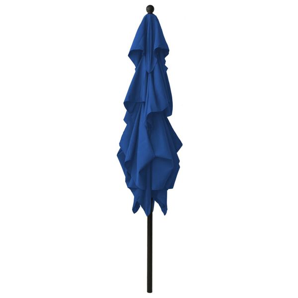 vidaXL Parasol de jardin &agrave; 3 niveaux avec m&acirc;t en aluminium bleu azur&eacute;