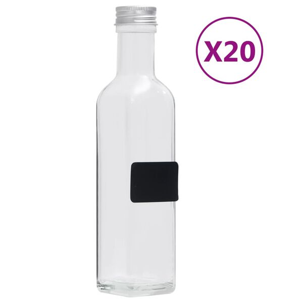 vidaXL Bouteilles en verre avec bouchon &agrave; vis 20 pcs Carr&eacute; 250 ml