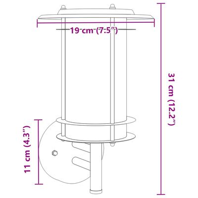 vidaXL Applique murale d'extérieur argenté acier inoxydable