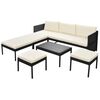 vidaXL Salon de jardin 6 pcs avec coussins r&eacute;sine tress&eacute;e noir