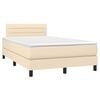 vidaXL Sommier &agrave; lattes de lit avec matelas cr&egrave;me 120x190 cm tissu