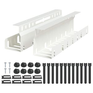 vidaXL Plateau de gestion de c&acirc;bles sous le bureau 2 pc Blanc
