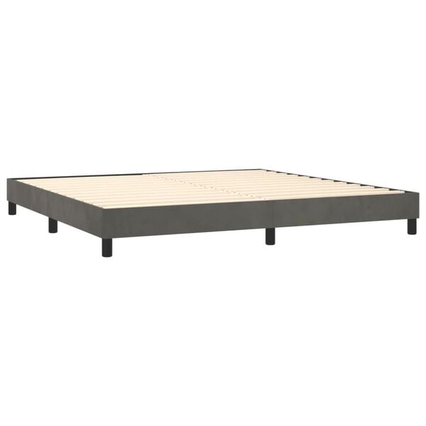 vidaXL Sommier &agrave; lattes de lit et matelas Gris fonc&eacute; 200x200cm Velours
