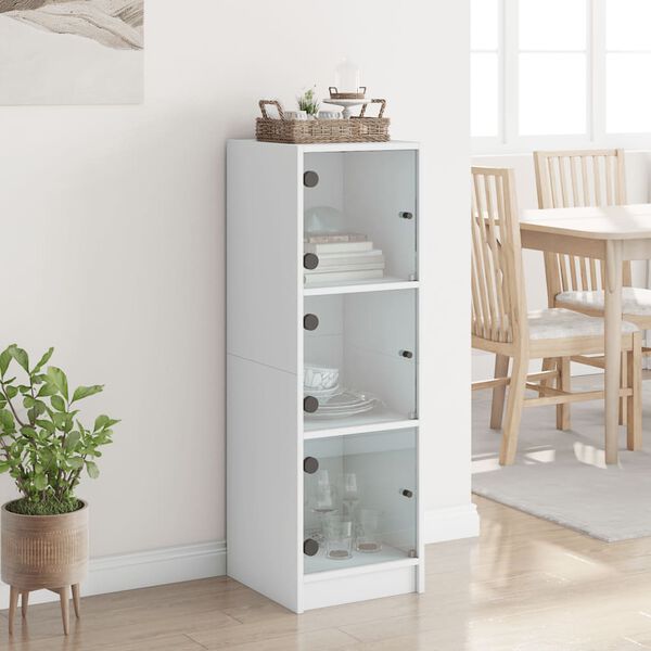 vidaXL Buffet avec portes en verre blanc 35x37x109 cm