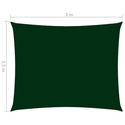 vidaXL Voile de parasol tissu oxford rectangulaire 2,5x3 m vert foncé