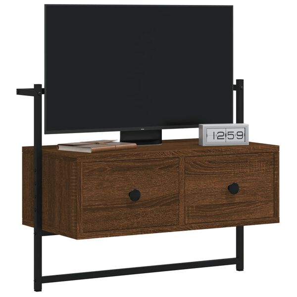 vidaXL Meuble TV mural ch&ecirc;ne marron 60,5x30x51 cm bois d'ing&eacute;nierie
