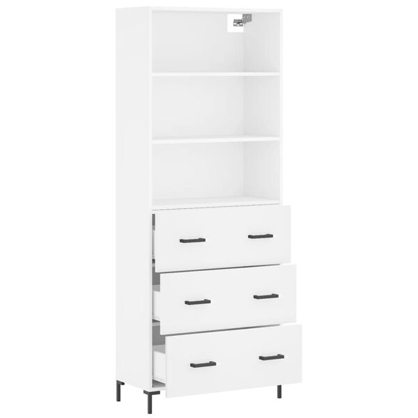 vidaXL Buffet haut Blanc 69,5x34x180 cm Bois d'ing&eacute;nierie