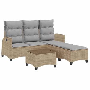 vidaXL Salon de jardin avec coussins forme de L 3 pcs beige polyrotin