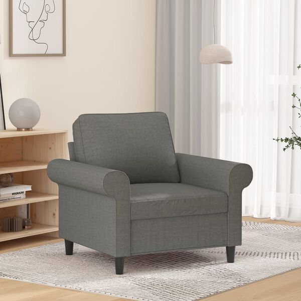 vidaXL Fauteuil Gris fonc&eacute; 60 cm Tissu