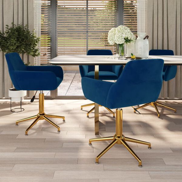 vidaXL Chaises pivotantes &agrave; manger lot de 4 Bleu Velours