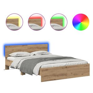 vidaXL Cadre de lit Ch&ecirc;ne artisanal 140 x 190 cm Bois d'ing&eacute;nierie