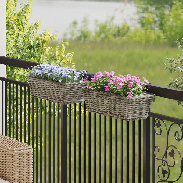 vidaXL Panier &agrave; jardini&egrave;re suspendu 2 pcs Gris 48 x 22 x 15 cm