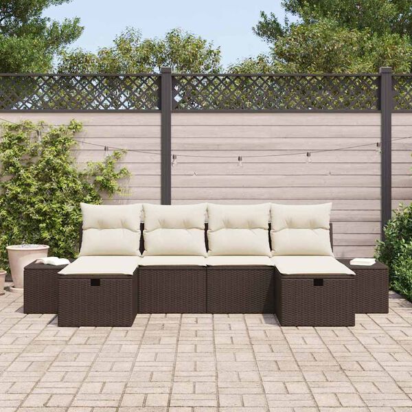 vidaXL Ensemble de canap&eacute; de jardin 6 pcs Marron polyrotin