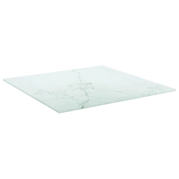 vidaXL Dessus de table blanc 50x50 cm 6 mm verre tremp&eacute; design marbre