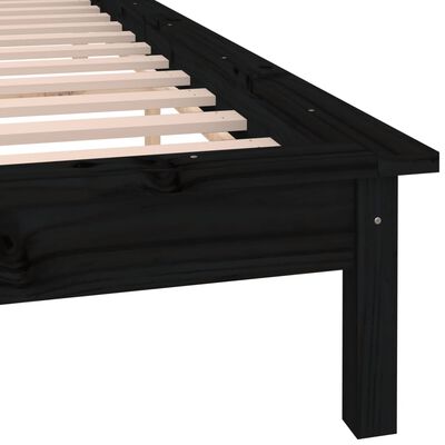 vidaXL Cadre de lit à LED noir 120x200 cm bois massif