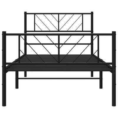 vidaXL Cadre de lit métal sans matelas et pied de lit noir 100x200 cm