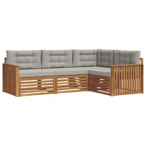 vidaXL Ensemble de canap&eacute;s d'ext&eacute;rieur 4 pc Gris Naturel et Clair
