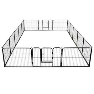 vidaXL Parc pour chiens 16 panneaux Acier 60 x 80 cm Noir