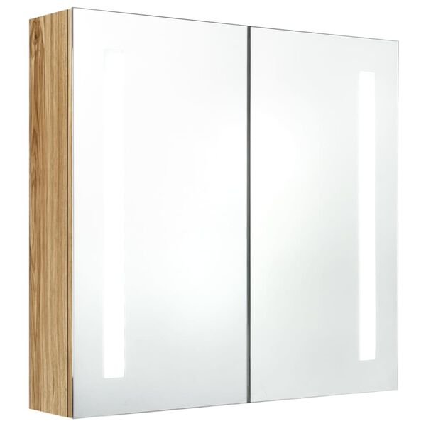 vidaXL Armoire de salle de bain à miroir LED Chêne 62x14x60 cm