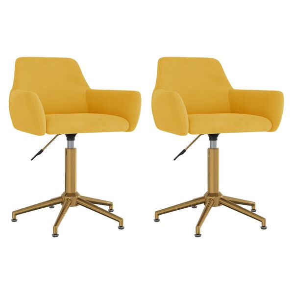 vidaXL Chaises pivotantes &agrave; manger lot de 2 Jaune Velours