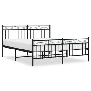 vidaXL Cadre de lit m&eacute;tal sans matelas avec pied de lit noir 160x200cm