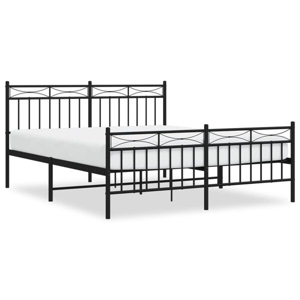 vidaXL Cadre de lit m&eacute;tal sans matelas avec pied de lit noir 160x200cm