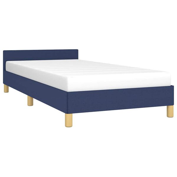 vidaXL Cadre de lit avec tête de lit sans matelas bleu 90x190 cm tissu