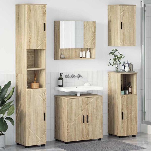 vidaXL Ensemble de mobilier de salle de bain 5 pcs Ch&ecirc;ne Sonoma