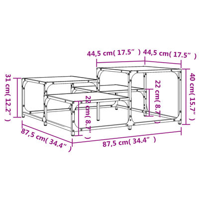 vidaXL Table basse chêne sonoma 87,5x87,5x40 cm bois d'ingénierie