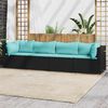 vidaXL Salon de jardin 4 pcs avec coussins Noir R&eacute;sine tress&eacute;e
