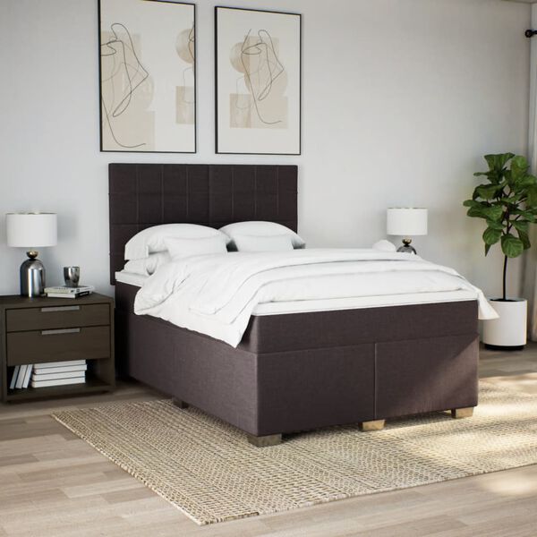 vidaXL Sommier &agrave; lattes de lit avec matelas Marron fonc&eacute; 140x190 cm