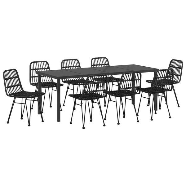 vidaXL Ensemble de salle &agrave; manger pour jardin 9 pcs Noir