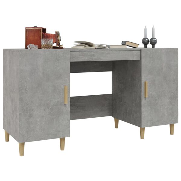 vidaXL Bureau Gris béton 140x50x75 cm Bois d'ingénierie