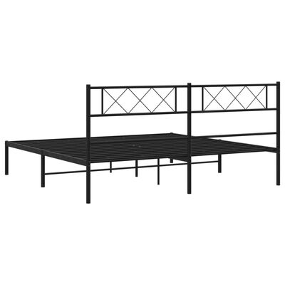 vidaXL Cadre de lit métal sans matelas avec tête de lit noir 193x203cm