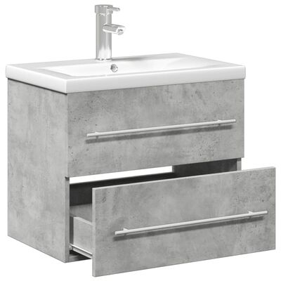vidaXL Armoire lavabo de salle de bain avec bassin intégré gris béton