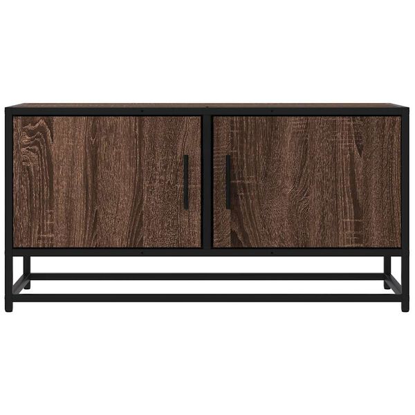 vidaXL Meuble TV ch&ecirc;ne marron 80x34,5x40 cm bois d'ing&eacute;nierie et m&eacute;tal