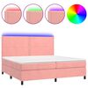 vidaXL Sommier &agrave; lattes de lit matelas et LED Rose 200x200 cm Velours