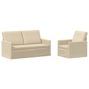 vidaXL Ensemble de Canap&eacute;s 2 pcs Cr&egrave;me Tissu