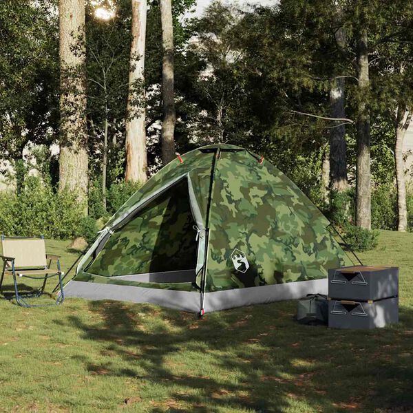 vidaXL Tente de camping &agrave; d&ocirc;me 4 personnes camouflage imperm&eacute;able
