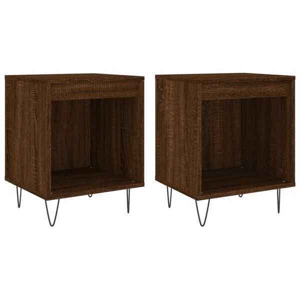 vidaXL Tables de chevet 2 pcs ch&ecirc;ne marron 40x35x50 cm bois ing&eacute;nierie