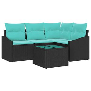 vidaXL Ensemble de Canap&eacute;s 5 pc Noir polyrotin