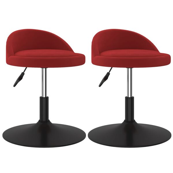 vidaXL Chaises pivotantes &agrave; manger lot de 2 Rouge bordeaux Velours