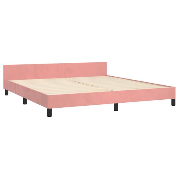 vidaXL Cadre de lit et tête de lit sans matelas rose 160x200cm velours